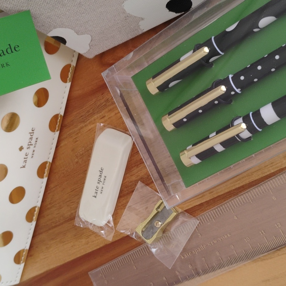 Kate Spade🔥NWT🔥 bundle.pen set lucite tray.Journal.Pencil case w/ accessories. - Picture 11 of 16